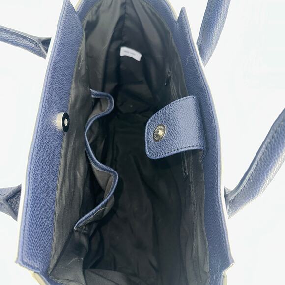 Nine West Sierra Tote Handbag with Matching Wallet Gray Navy Leather Purse NWT - Picture 7 of 16